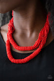 Right as RAINFOREST - Orange - Red - Purple Seed Bead Necklace