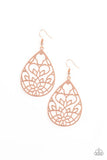 Lovely Lotus - Black/Gunmetal - Rose Gold - Copper Swirls Teardrop Lotus Pattern Fishhook Earrings