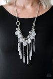 Roaring Riviera - White Teardrops Drip Short Necklace. Fashion Fix Exclusive