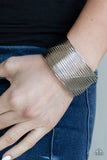 Retro Revamp - Silver Wire Weaves Stacked Bars Cuff Bracelet