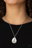 So Obvious - White Teardrop Gem Short Necklace