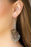 Once Upon a Heart - Multi - Copper Filigree-Filled Hearts Silver Chains Fishhook Earrings