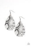 Hiss, Hiss - White Python Print Leather Teardrop Fishhook Earrings