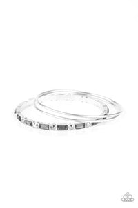 Heir Toss - Silver Bangles Hematite Rhinestones Bangle Bracelet