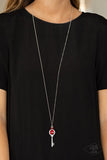 Unlock Every Door - Blue - Red Cat's Eye Key Long Necklace