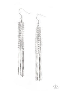 Rhinestone Romance - White Rhinestones Fishhook Earrings