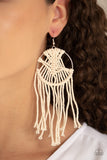 MACRAME, Myself, And I - Pink, Green, and White Macrame Twine Fishhook Earrings