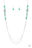 Native New Yorker - Purple - Green Crystal-Like Beads Long Necklace