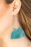 Tassel Treat - Blue - Brown - Black Tassels Knotted Around Silver or Gold Teardrop Fishhook Earrings