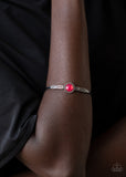 PIECE Of Mind - Pink Glassy Bead Cuff Bracelet