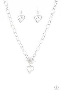 Princeton Princess - White Heart Gem Toggle Short Necklace