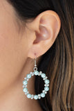 Symphony Sparkle - Blue pearls Dainty White Rhinestones Silver Hoop Fishhook Earrings