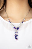 Iridescent Illumination - Silver - Blue Iridescent Beads Short Necklace