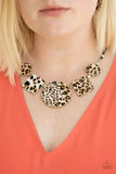 Here Kitty Kitty - Brown Cheetah Print Leather Short Necklace