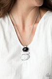 Finding Balance - Black Oval Acrylic Bead Short Necklace