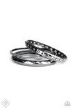 Revved Up Rhinestones - Black/Gunmetal Bangle Bracelet Fashion Fix Bracelet