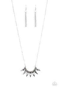 Empirical Elegance - Silver Smoky Gems Glittery Hematite Rhinestones Long Necklace