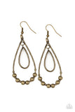 Artisanal Applique - Brass Beaded Teardrop Fishhook Earrings