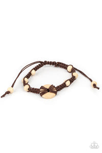 The Road Knot Taken - Brown Cording Wooden Beads Urban Pull Tie Bracelet