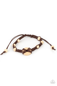 The Road Knot Taken - Brown Cording Wooden Beads Urban Pull Tie Bracelet