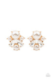 Royal Reverie - Gold Fitting Glassy White Rhinestones and Pearls Post Earrings