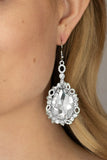 Royal Recognition - White Rhinestones Fishhook Earrings