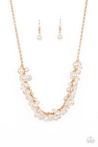 Pardon My Fringe - Gold Chain White Pearls Short Necklace