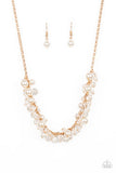 Pardon My Fringe - Gold Chain White Pearls Short Necklace