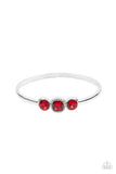 Royal Demands - Red Rhinestones Silver Bangle Bracelet