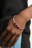 Royal Demands - Red Rhinestones Silver Bangle Bracelet