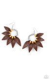 Flower Child Fever - Yellow, Brown, Black Leather Fishhook Earrings