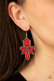 Vacay Vixen - Red Teardrop shapes Fishhook Earrings