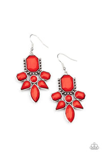 Vacay Vixen - Red Teardrop shapes Fishhook Earrings