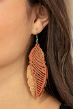 WINGING Off the Hook - Black - Brown - White Leather and Cork Feather Fishhook Earrings