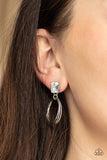 Prismatic Perfection - White - Black Rhinestone Links Silver Rings Post Earrings