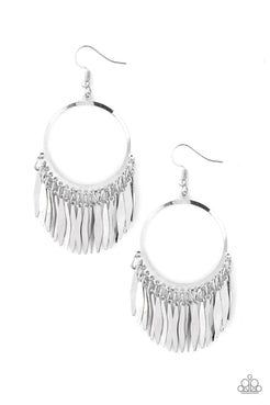 Radiant Chimes - Silver - Gold Hoop and Flat Bars Fishhook Earrings