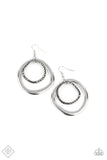 Spinning With Sass - Silver Ring Hematite Encrusted Fishhook Earrings - Fashion Fix Earrings