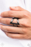 Rebel Edge - Black/Gunmetal Asymmetrical Triangle Wide Band Ring