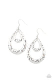 Museum Muse - Black/Gunmetal - Silver Hammered Teardrops Layered Fishhook Earrings