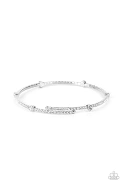 Upgraded Glamour - White Rhinestones Dainty Coil Bracelet