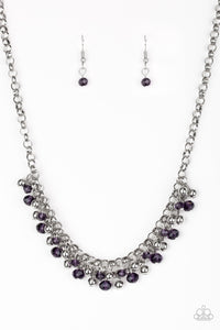 Trust Fund Baby - Purple Crystal-Like Beads Short Necklace