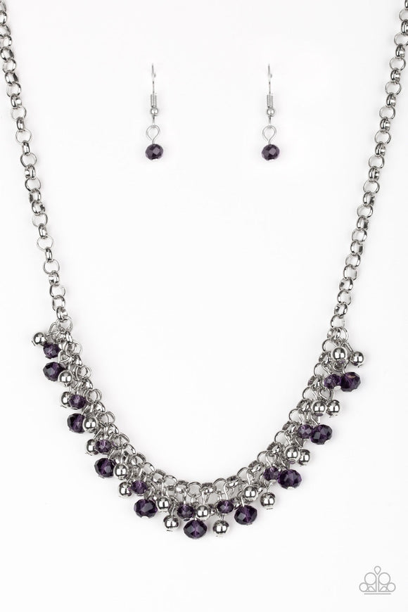 Trust Fund Baby - Purple Crystal-Like Beads Short Necklace