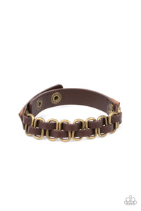 Gone Rogue - Brass/Brown Urban Snap Wrap Bracelet