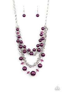 Rockin' Rockette - Purple Pearls and Crystal-Like Beads Short Necklace