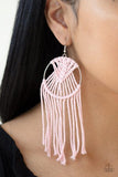 MACRAME, Myself, And I - Pink, Green, and White Macrame Twine Fishhook Earrings