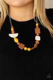 Tranquil Trendsetter - Yellow Acrylic and Rock Beads Short Necklace