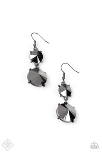 Sizzling Showcase - Black Hematite Rhinestones Fishhook Earrings - Fashion Fix Earrings