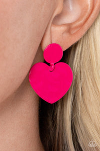 Just A Little Crush - Pink Heart Post Earrings