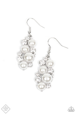 Fond of Baubles - White Rhinestones White Bubbly Pearls Fishhook Earrings - Fashion Fix Earrings