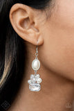 Showtime Twinkle - White Pearl Bead White Rhinestones Fishhook Earrings - Fashion Fix Earrings